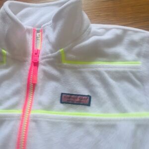 Vineyard Vines White Fleece with Bright Pink and Yellow Accents